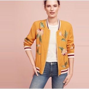 Anthropologie x Elevenses Embroidered Bomber Jacket